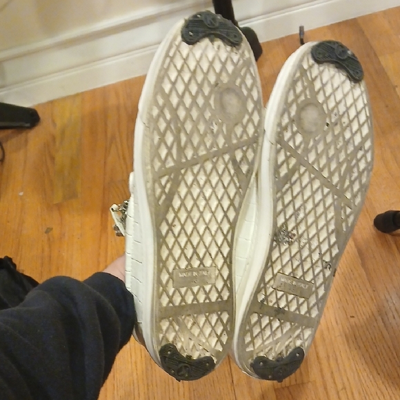 Guisseppe Zanotti White Croc-Embossed Sneakers with Zipper Detail - Picture 3 of 4